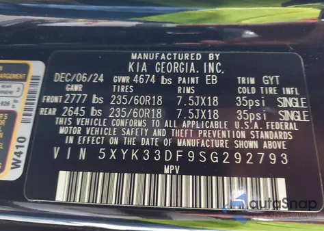 2025 Kia Sportage Ex z USA, uszkodzony, nr VIN 5XYK33DF9SG292793